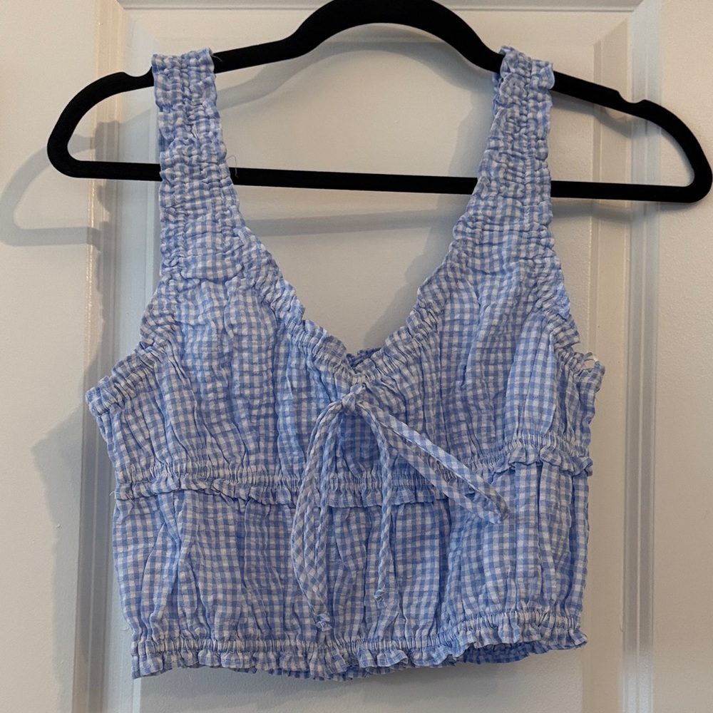 By Together Light Blue Gingham Crop Top